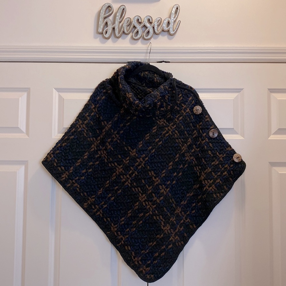 Black and Navy Poncho